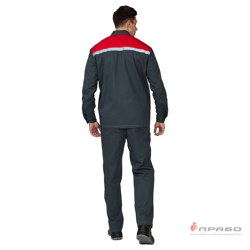 Костюм Оптимал (тк.Саржа,235) брюки, т.серый/красный